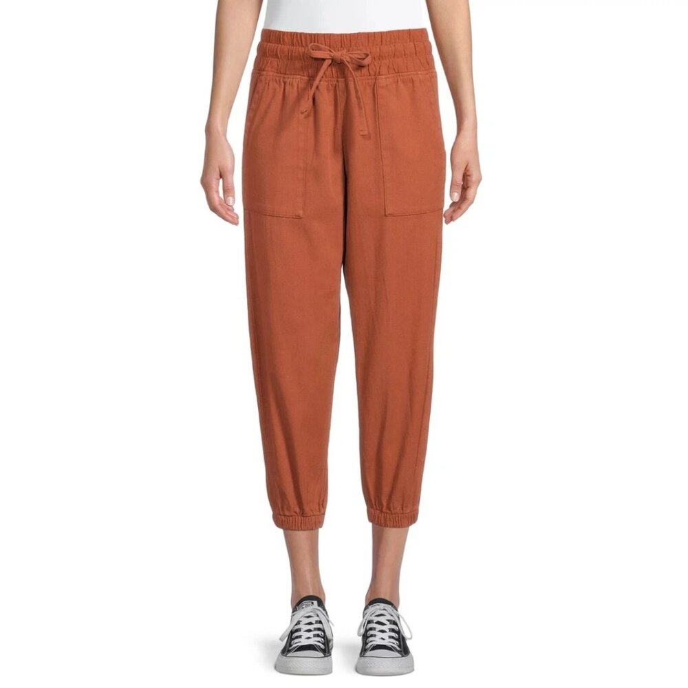 Time And Tru Orange Cropped Joggers Women's Size XL Fall Gorpcore Comfy Sporty